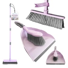 2-in-1 Indoor Sweeping Broom & Dustpan Set Ergonomic Floor Cleaning Kit | Multi | Lilac