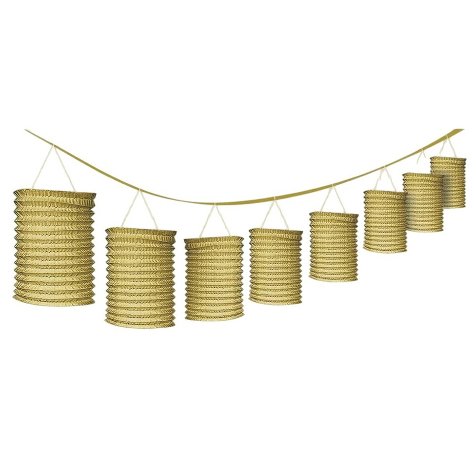 Amscan Accordion Paper Lantern Garland - Gold - One Size