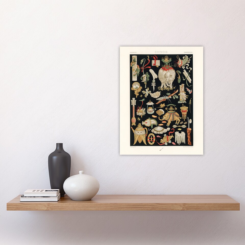 image 1 of Chinese Ornamental Objects Racinet Vintage Wall Art Poster Print 12X16"
