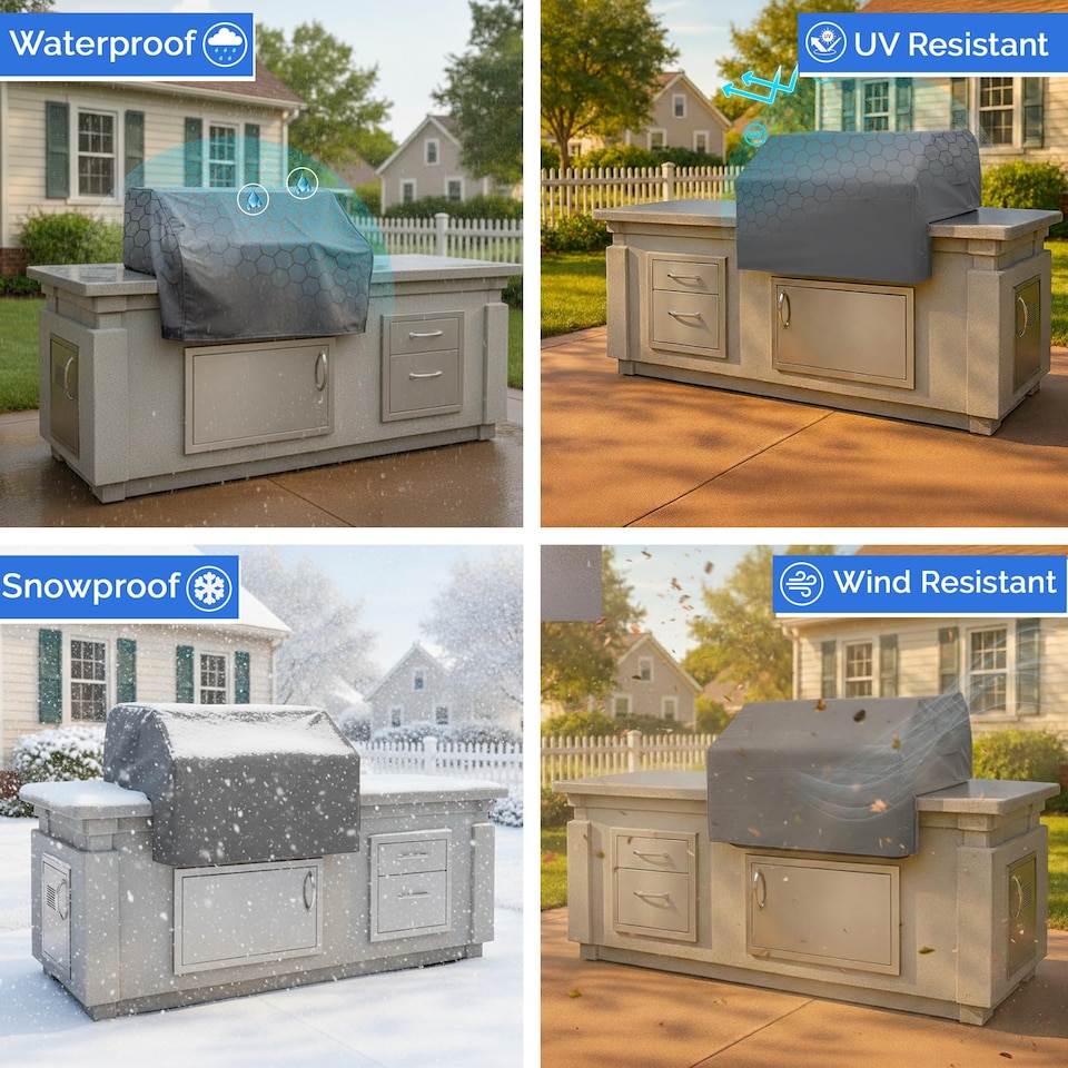 image 1 of Covers&All Built-in Outdoor Grill Cover, Durable 12 Oz Waterproof Cover Max Material with Air Pocket, 36 in W x 26 in D x 24 in H, Grey