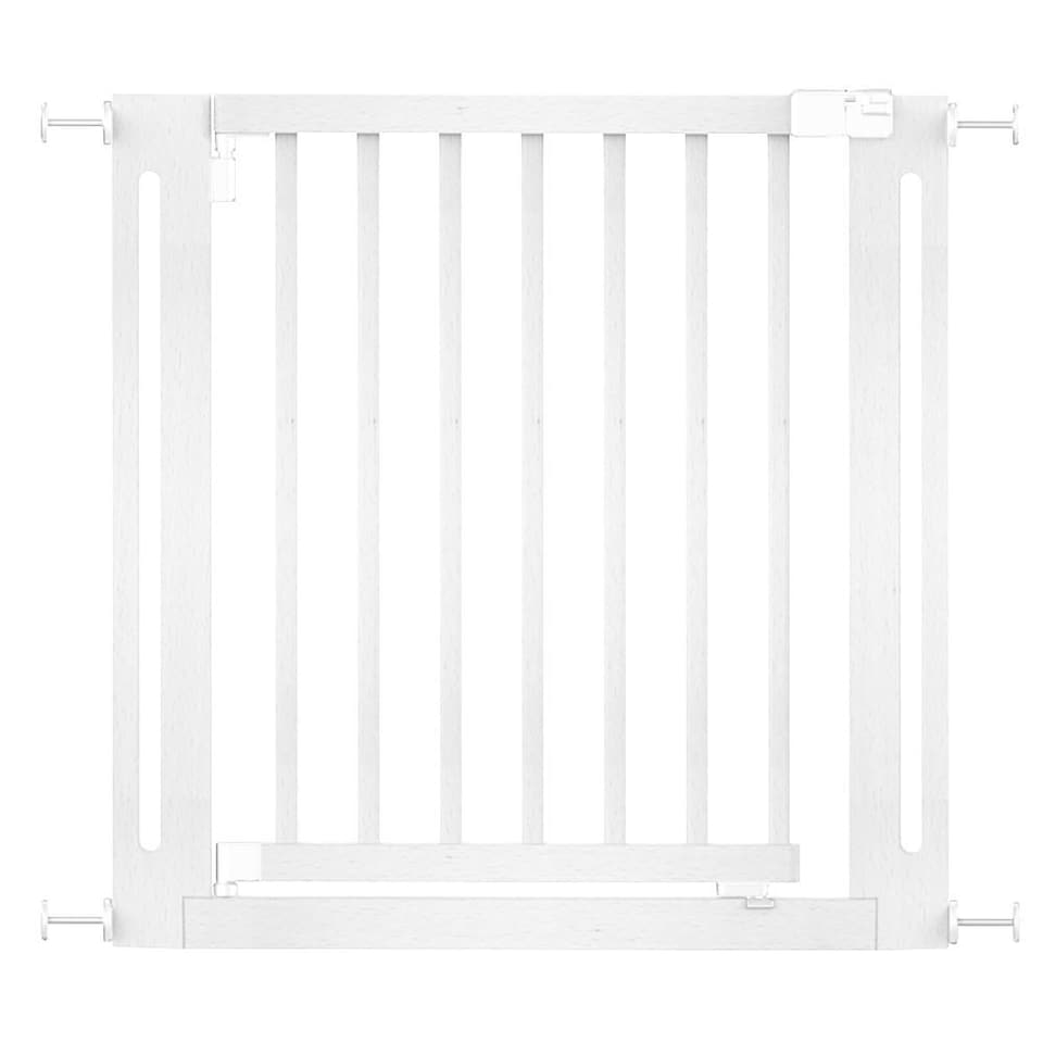 image 1 of Safetots Wooden Elegance Gate, White, 79cm - 87cm, Pressure Fit Safety Gate, 57cm Extra Wide Doorway, Easy Installation