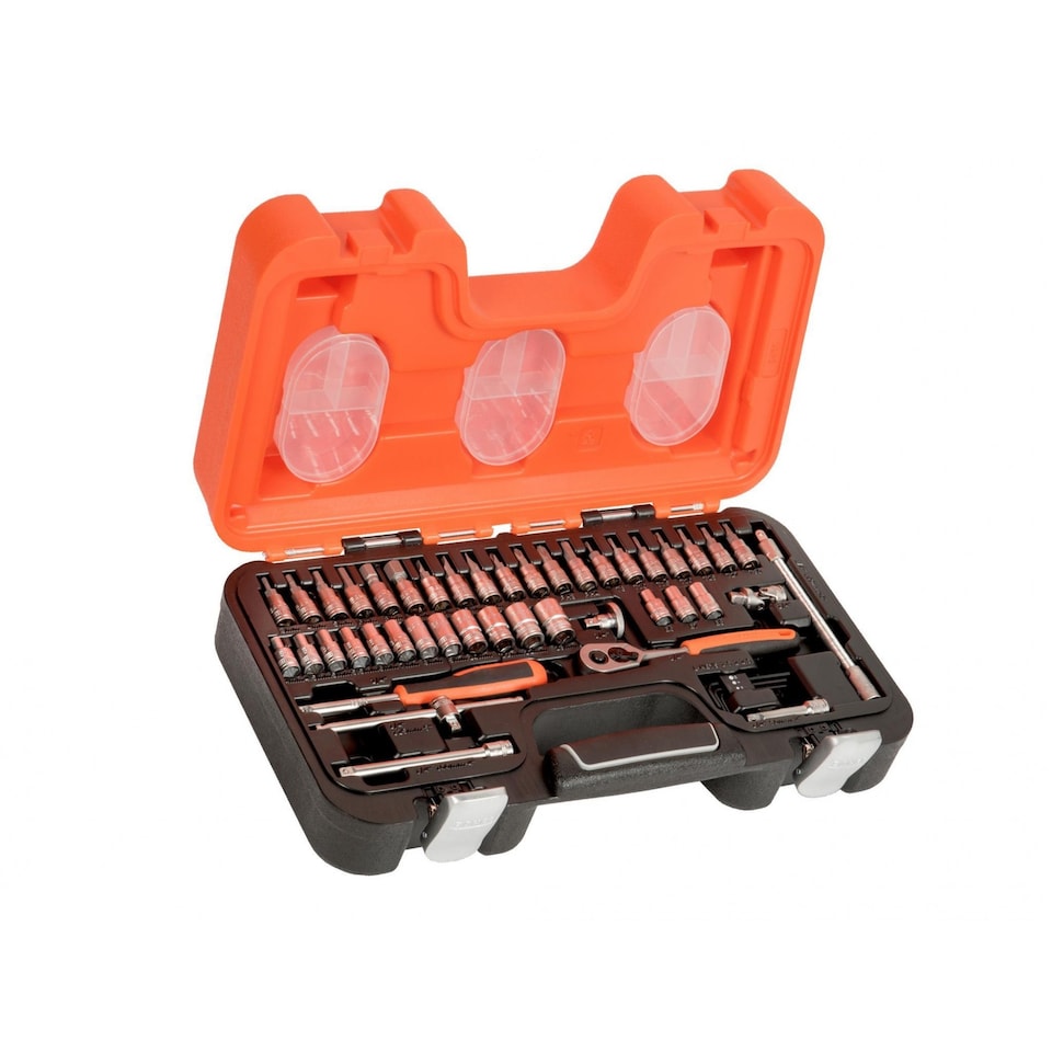 image 1 of Bahco S460 1/4in Drive Socket Set, 46 Piece | Chrome | matt chrome-plated | One Size | 1