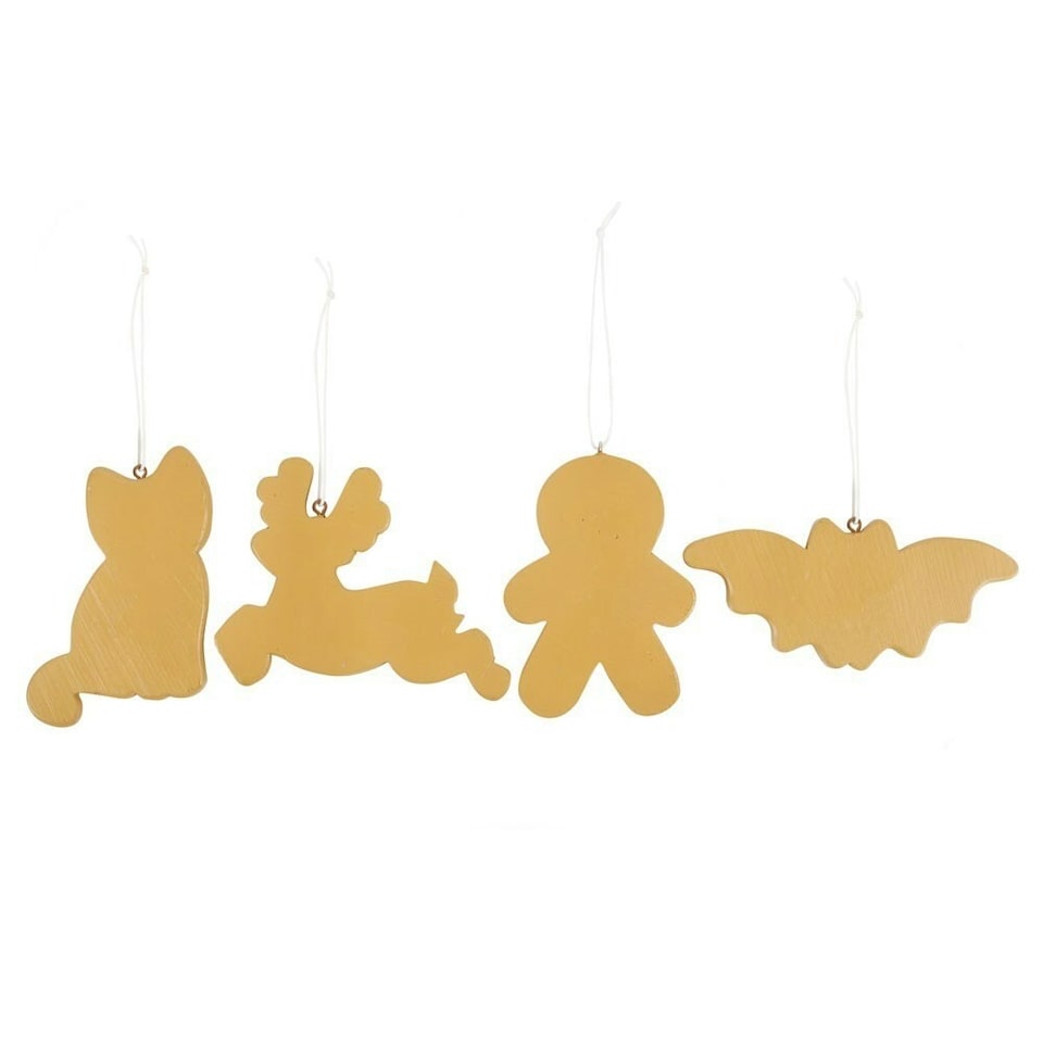 image 1 of Something Different Skeleton Cookie Ornament Set (Pack of 4) - Brown/White - One Size