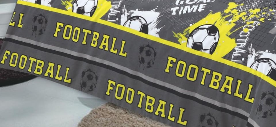 image 1 of Homes Linen Football Duvet Cover Set for Kids & Teens Soccer Themed Bedding with Pillowcases Soft & Breathable Duvet Cover | Grey | Double
