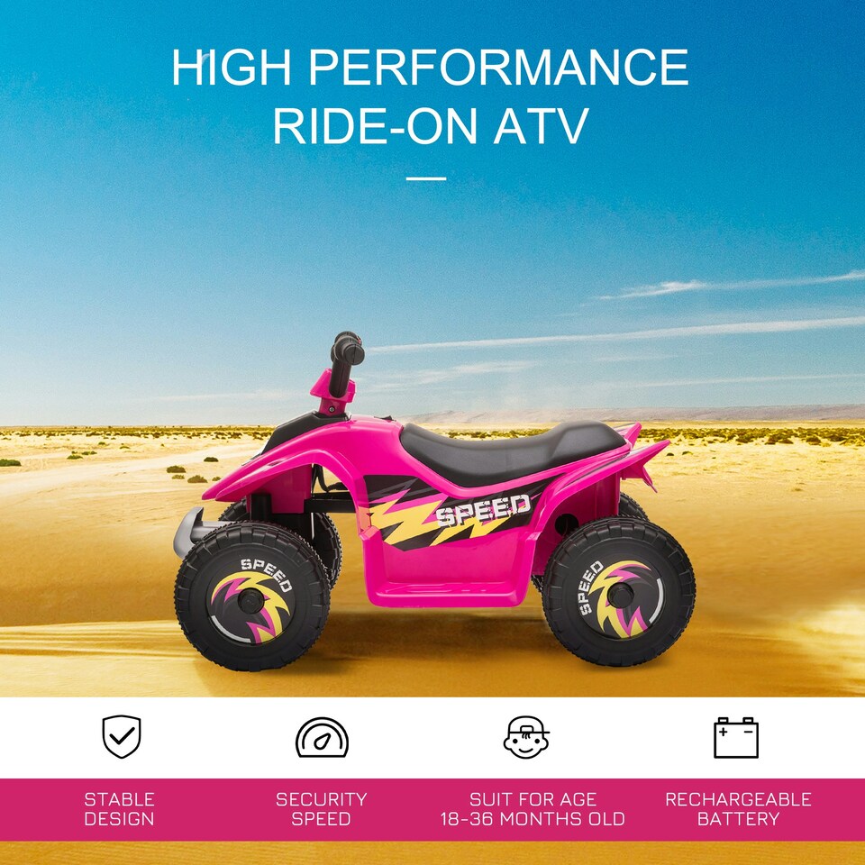 image 1 of HOMCOM 6V Kids Electric Ride on Car for 18-36 Months Toddlers Pink