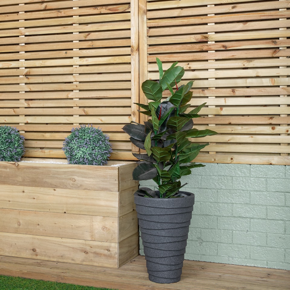 image 1 of 33cm x 48cm Large Plastic Trojan Garden Plant Pot in Dark Grey