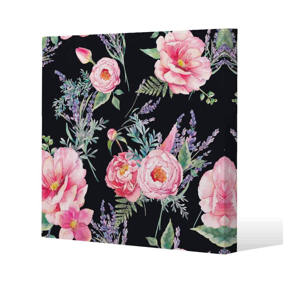 image 1 of Watercolour Painting of Flowers (Canvas Print) 77 x 77 x 4cm
