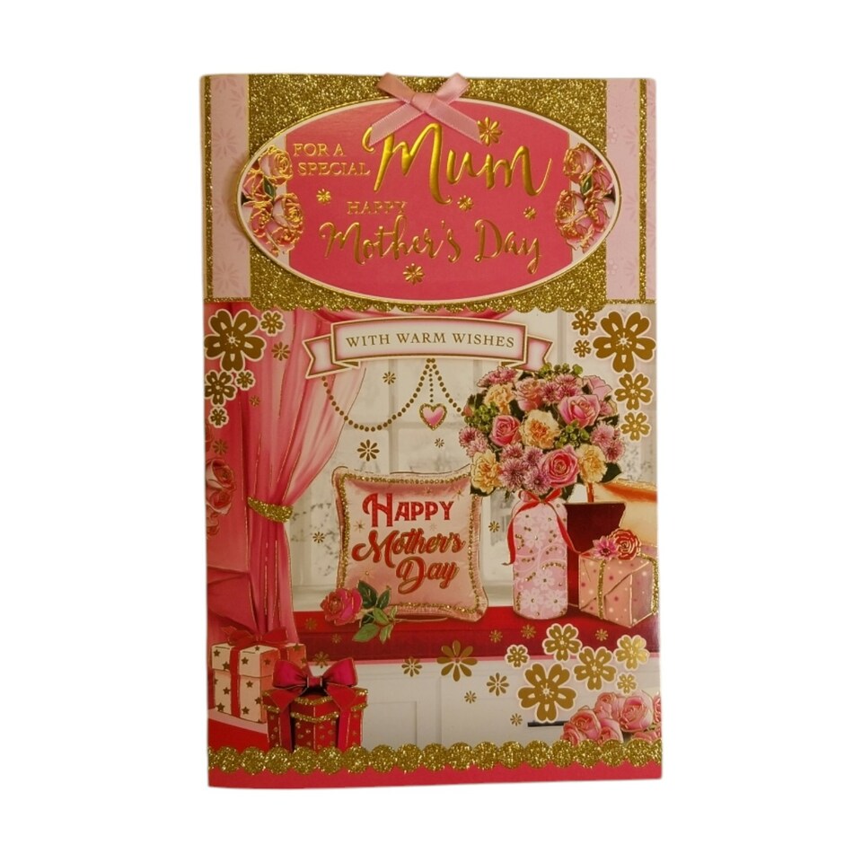 image 1 of To Mum Flower Pot and Cushion Design Pink Mother's Day Boxed Card