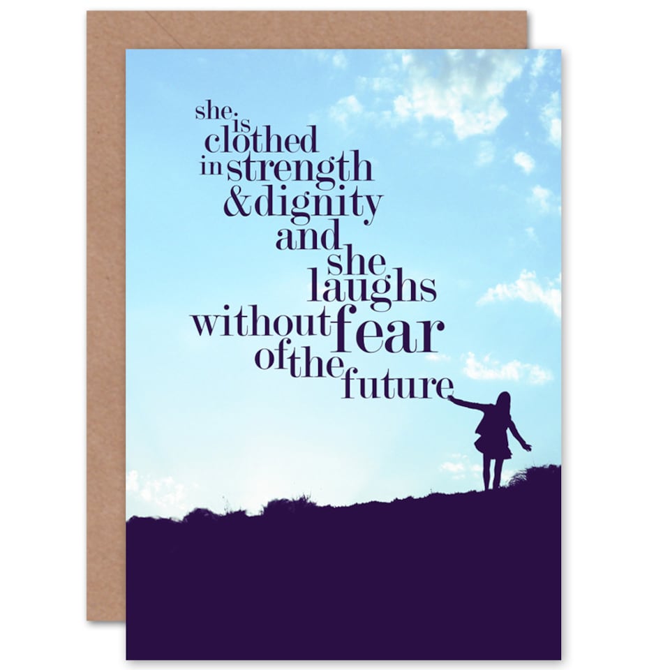 image 1 of Quote She Dressed Strength Dignity Greetings Card