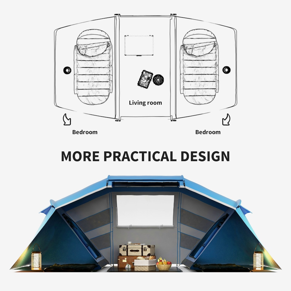image 1 of Outsunny 4-6 Persons Camping Tent Dome Family Travel Group Hiking Room Fishing