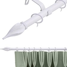 19 mm Extendable Metal Curtain Pole Rods - White (Spiral Finials, 70-120 cm)