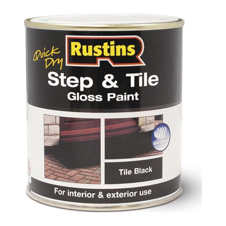 image 1 of Rustins Quick Dry Step & Tile Paint Black 500ml - STBLW500