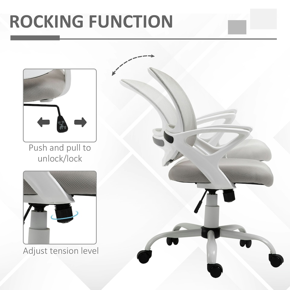 image 1 of Vinsetto Mesh Task Swivel Chair Home Office Desk w/ Lumbar Back Support, Grey