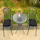 image 7 of Centurion Supports OSHOWA Luxurious Garden and Patio Table and 2 Large Chairs with Armrests Cast Aluminium Bistro Set - Grey with Black Cushions