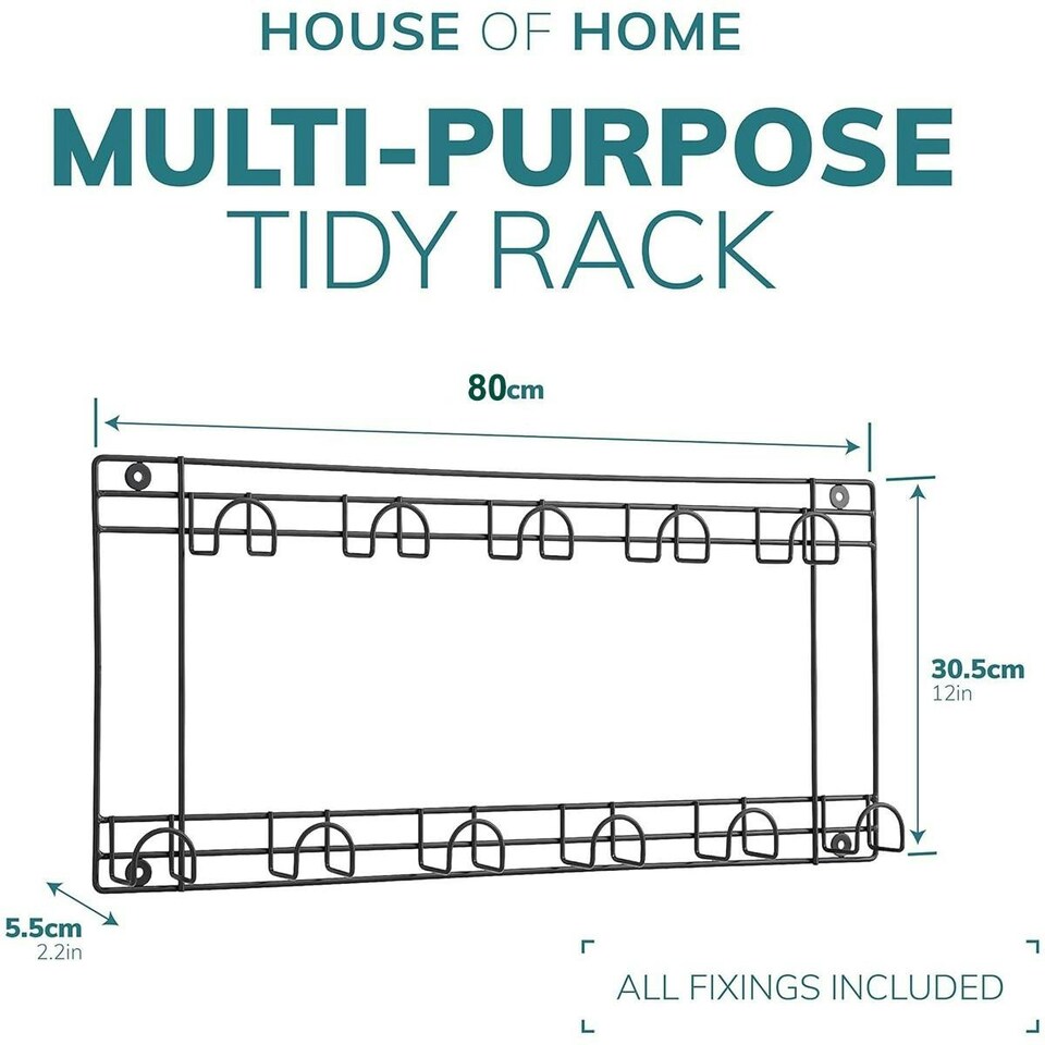 image 1 of 11 Space Tool Rack Hook Wall Mounted Hanger Two Tier Shed Garage Storage Black