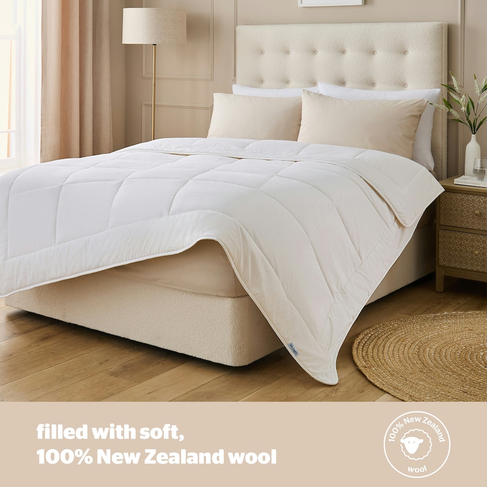image 1 of Silentnight Luxury Natural Wool Lightweight Duvet, Breathable Cotton Cover, Temperature Regulating, Double
