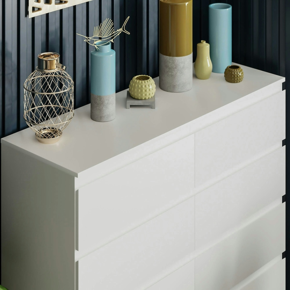 image 1 of Vida Designs Denver 8 Drawer Chest of Drawers Bedroom Storage, White