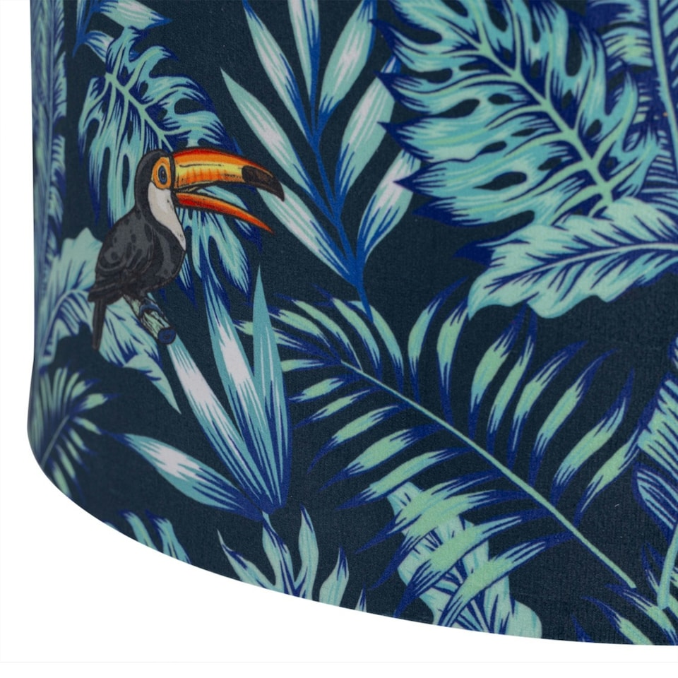 image 1 of First Choice Lighting Set of 2 Toucan Velvet Toucan Design 30cm Pendant or Table Lamp Shades Multi
