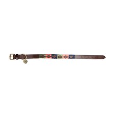 Benji & Flo Sublime Polo Leather Dog Collar | Pink | Pink/Navy/Green | Extra Large | 1