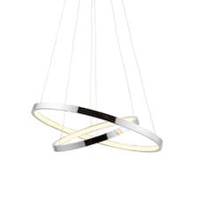 Kline Twin Ring Ceiling Pendant Light Chrome, Frosted Acrylic