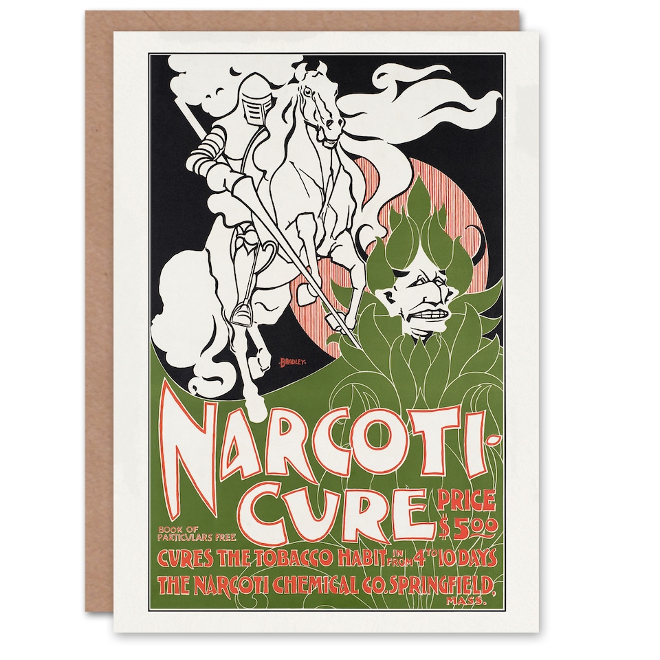 image 1 of Will H Bradley Narcoticure Vintage Advert Art Greeting Card