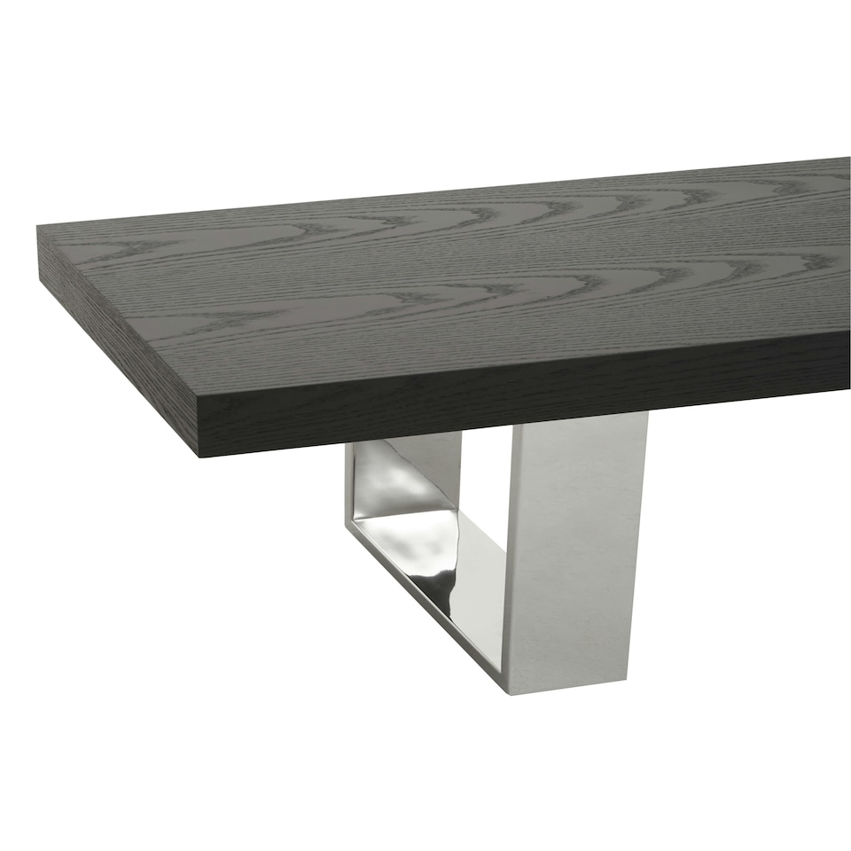 image 1 of Interiors By Premier Bench With Black Wooden Top, Sleek Wooden Bench, Garden Bench For Outddor Patio, Rectangular Dining Bench Black