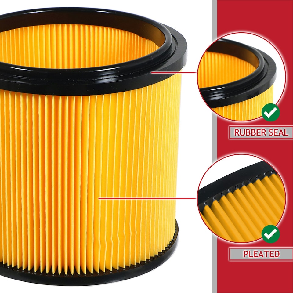 image 1 of SPARES2GO Wet & Dry Cartridge Filter compatible with Grizzly NTS 1423-S Inox Vacuum Cleaner