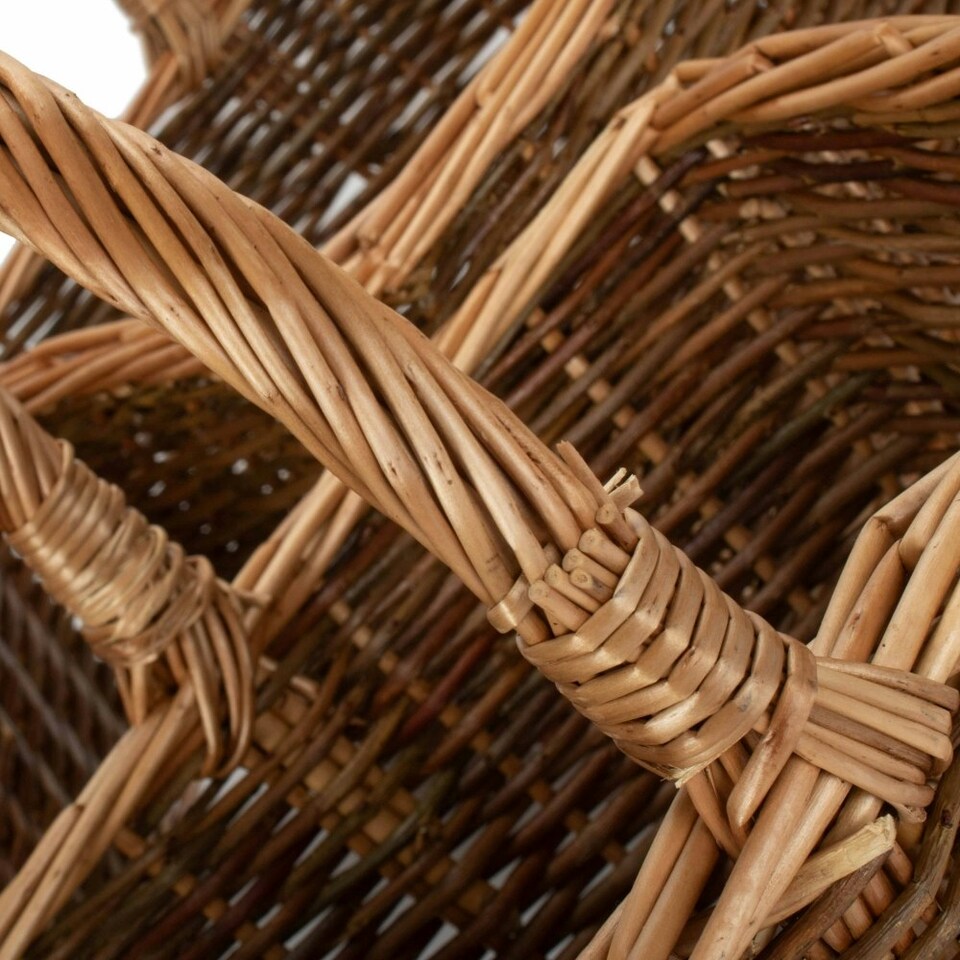image 1 of Set of 3 Rectangular Unpeeled Willow Shopping Basket Brown | Brown