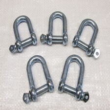 Dee Shackle Screw Pin Galvanised 12MM X5 (Commercial Chain Connector Caravan Tether)