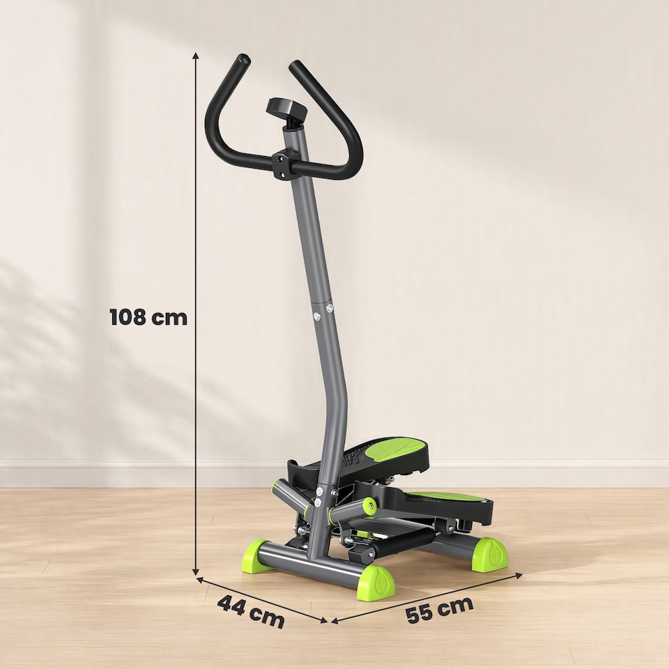 image 1 of HOMCOM Twister Stepper Step Machine with LCD Screen and Handlebars - Grey
