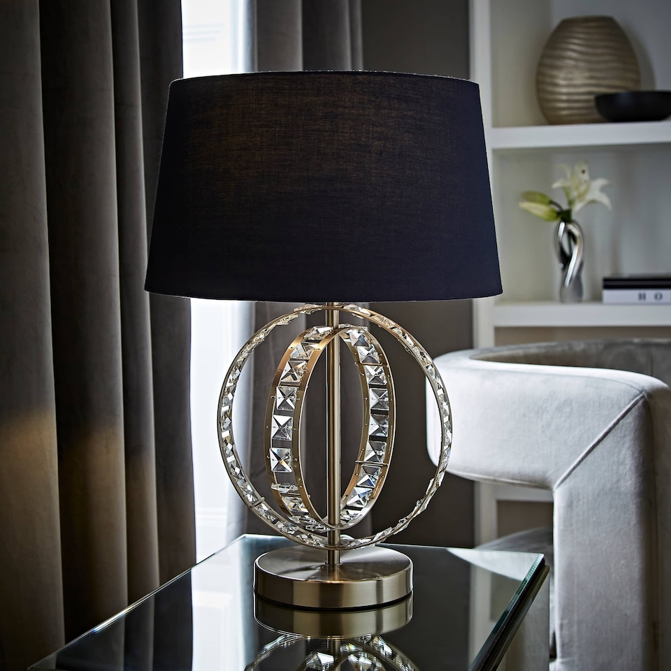image 1 of ValueLights Rothwell Silver Table Lamp Blue Shade
