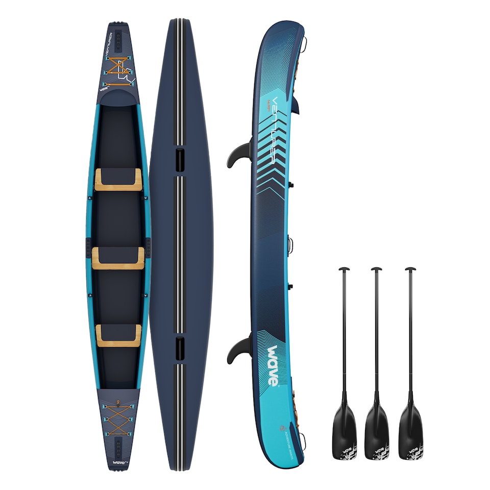 image 1 of Wave Venturer Inflatable Touring Canoe, 3 Person, Navy