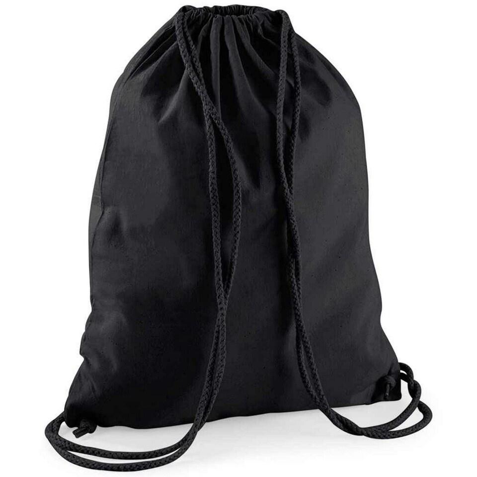 Westford Mill Cotton Drawstring Bag - Black/Black - One Size Black | One Size