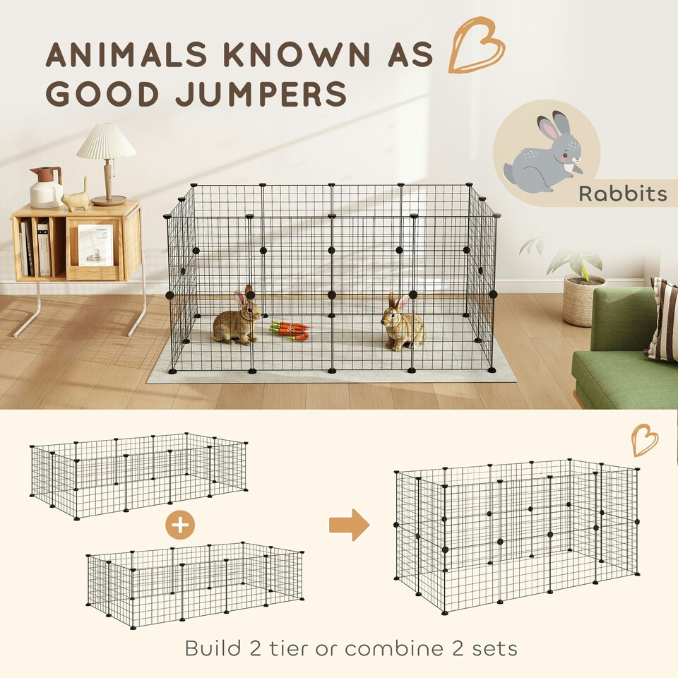 image 1 of PawHut DIY Pet Playpen Metal Wire Fence Guinea Pig Small Animals Cage 12 Panel