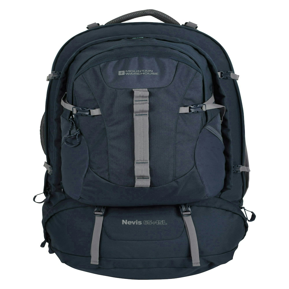 image 1 of Mountain Warehouse Travelling Rucksack 65L + 15L Detachable Day Travelling Bag Blue | Navy