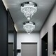 image 5 of Living and Home Modern Round Crystal Ceiling Light with Droplet Accents | Chrome