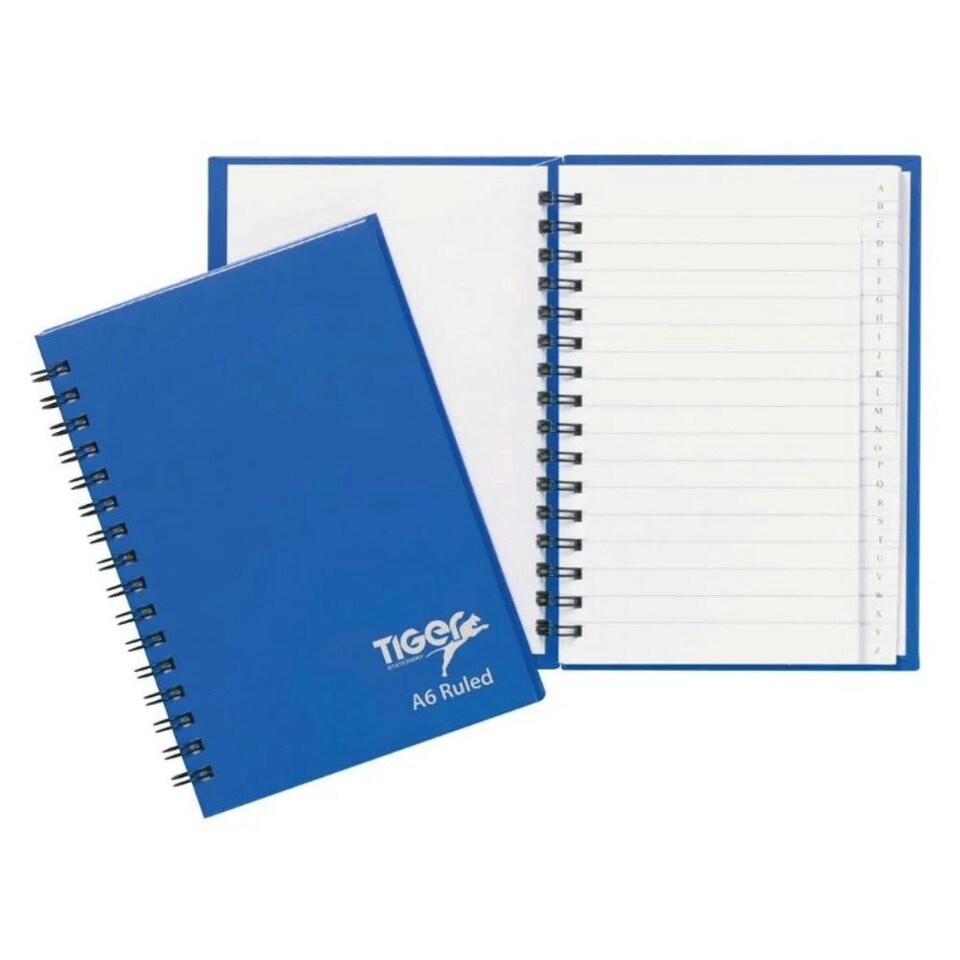 Tiger Twin Wire A6 Notebook - Blue - One Size