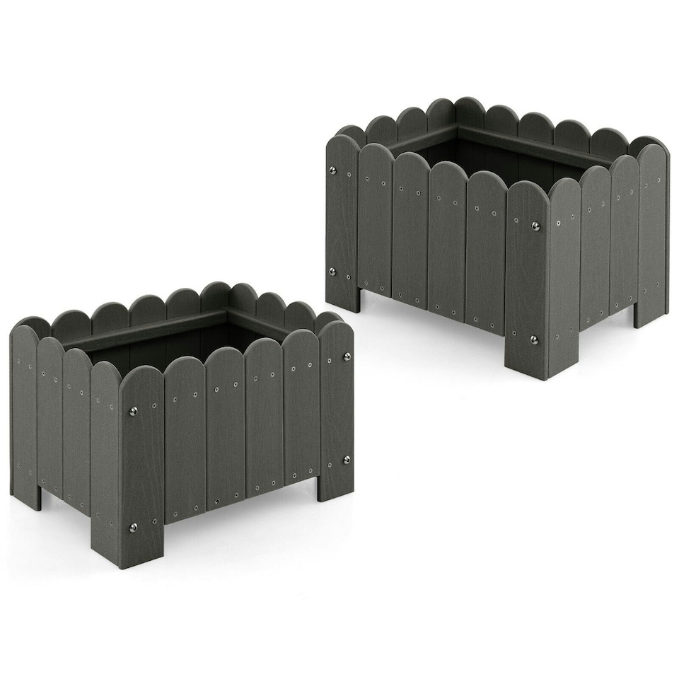 image 1 of COSTWAY 2 Pack Planter Box Raised Garden Bed Grey