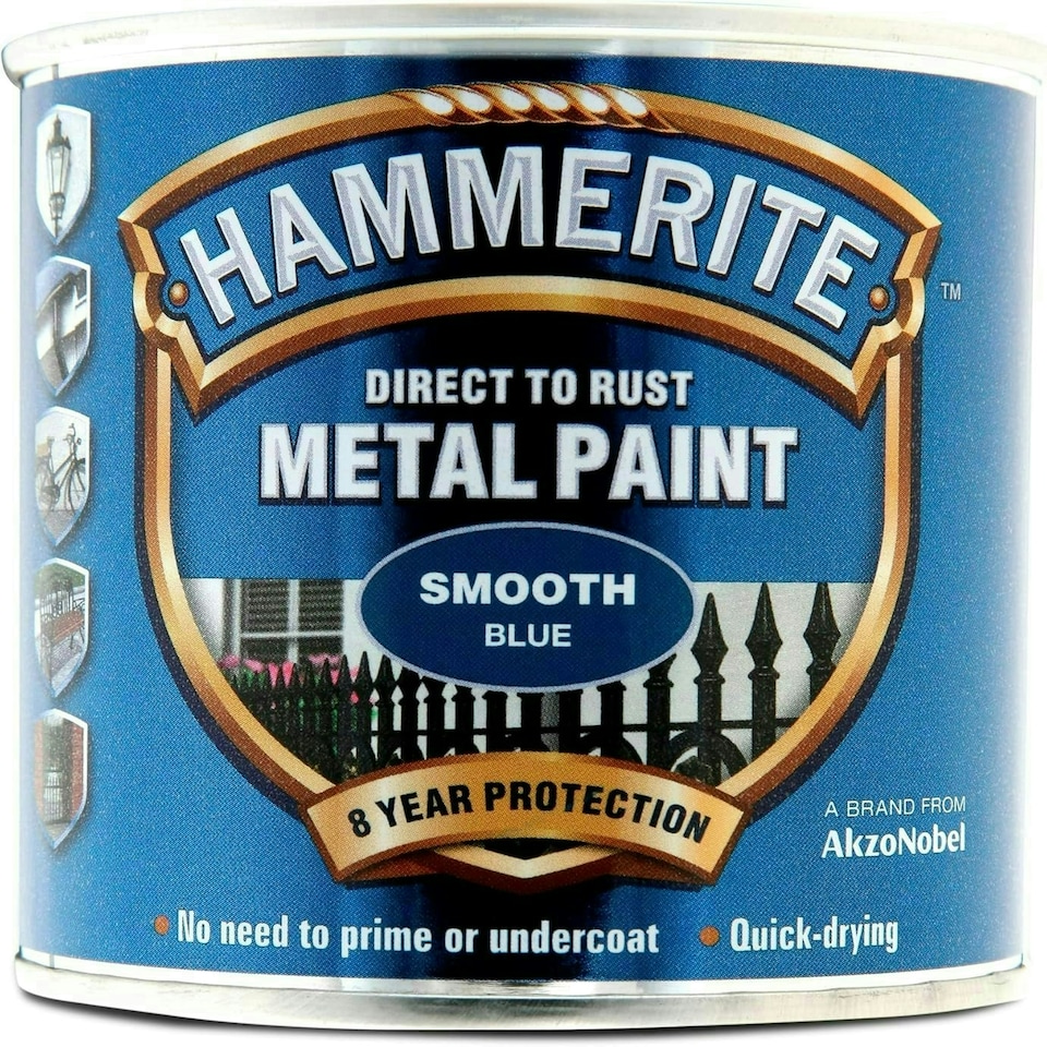 image 1 of Hammerite Blue Metal Paint Smooth 250ml