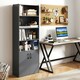 image 4 of COSTWAY 178 CM Bookcase 6-tier Modern Style Storage Grey Grey