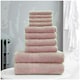 image 2 of VELVETIO 10 Piece Towel Bale Set Toronto Stripe Pattern - 100% Cotton, 450 GSM Pink | Blush Pink