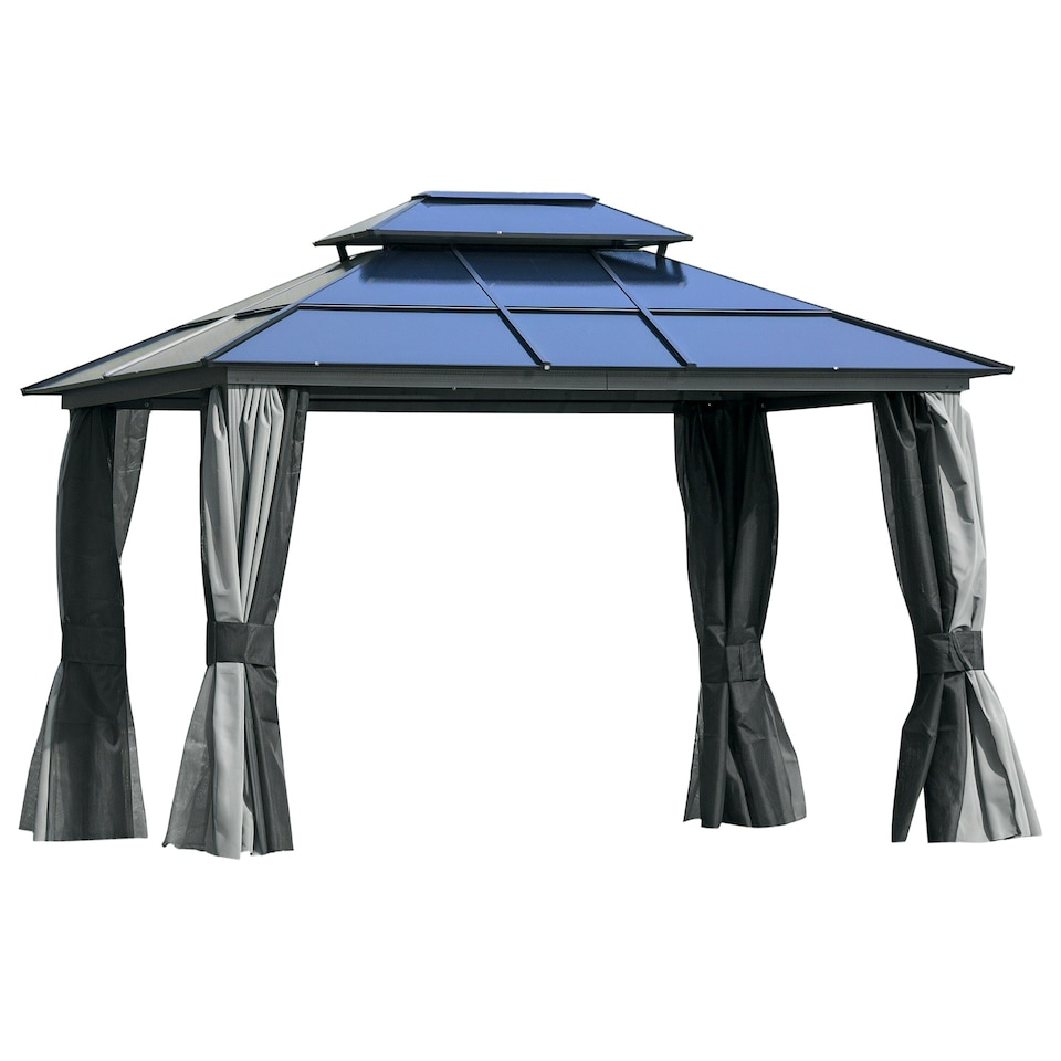 image 1 of Outsunny 3x3.6(m) Polycarbonate Hardtop Gazebo w/ Double Roof & Aluminium Frame
