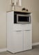 image 1 of FURNICOMP Luna Tall Freestanding Kitchen Pantry Cupboard with Microwave Shelf - Matt White & Hamilton Oak