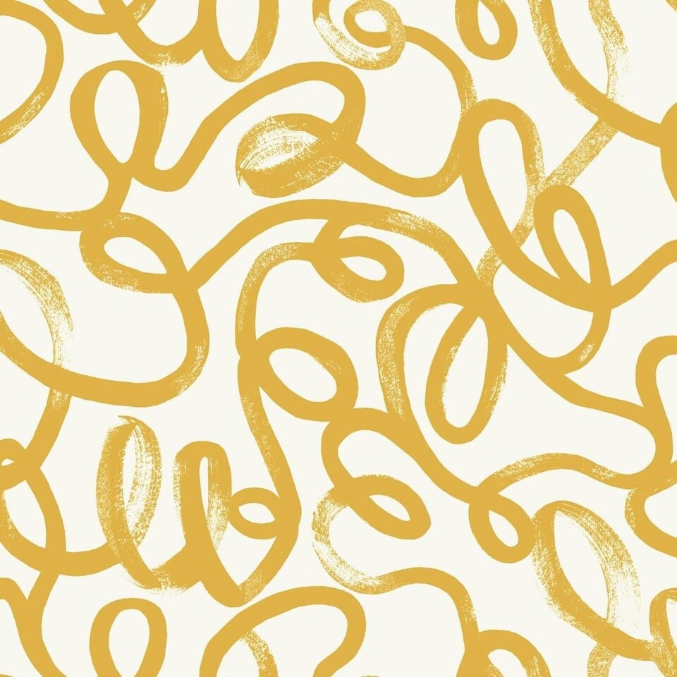 image 1 of Holden Décor Squiggle Wallpaper - Ochre/White - One Size | Yellow