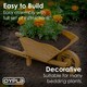 image 6 of Garden Wooden Wheelbarrow Flower Planter Ornamental Plant Pot | Brown