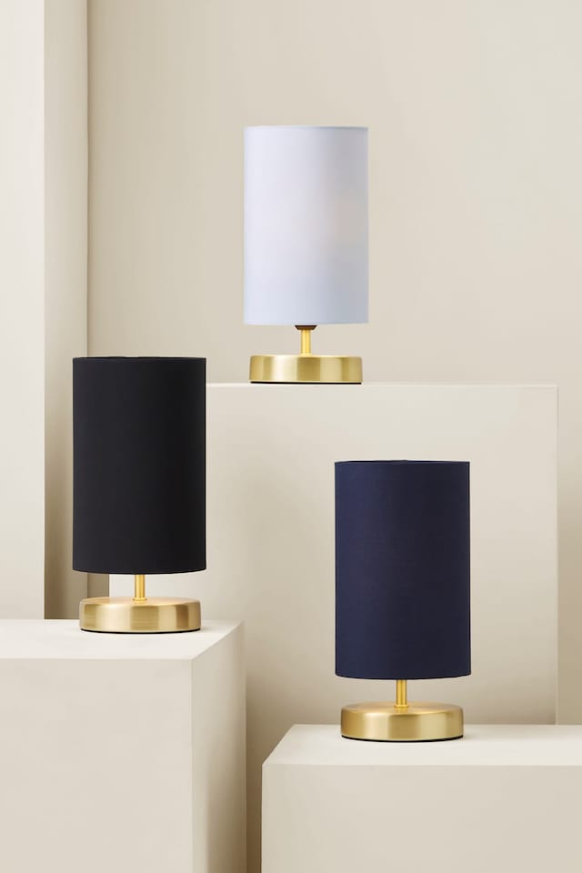 image 1 of ValueLights Francis Gold Touch Table Lamps White Shade and Bulb
