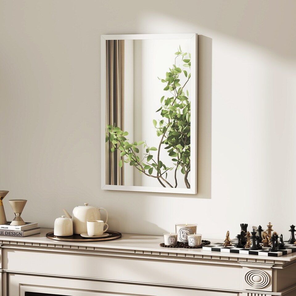 image 1 of HOMCOM 60x40cm Wall Bathroom Mirror for Home Decor, Vanity Mirror, White