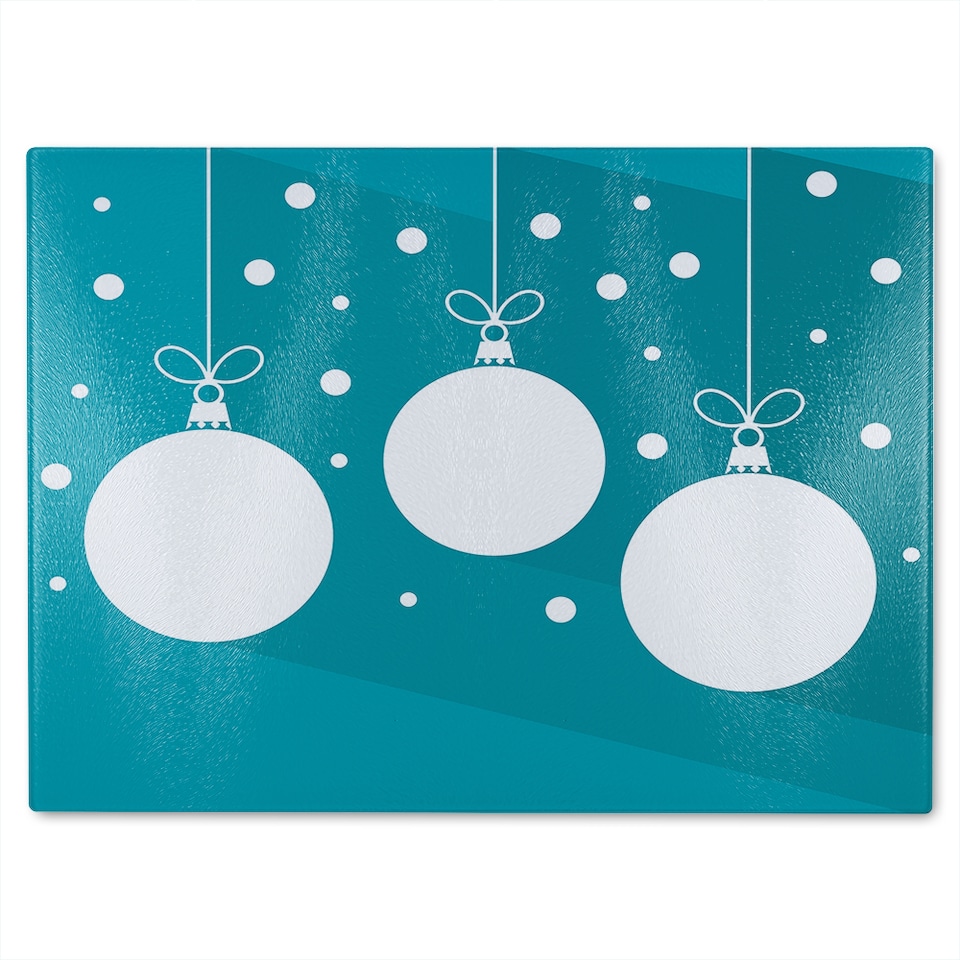 image 1 of Green Christmas Baubles Dining Glass Chopping Board | Multi