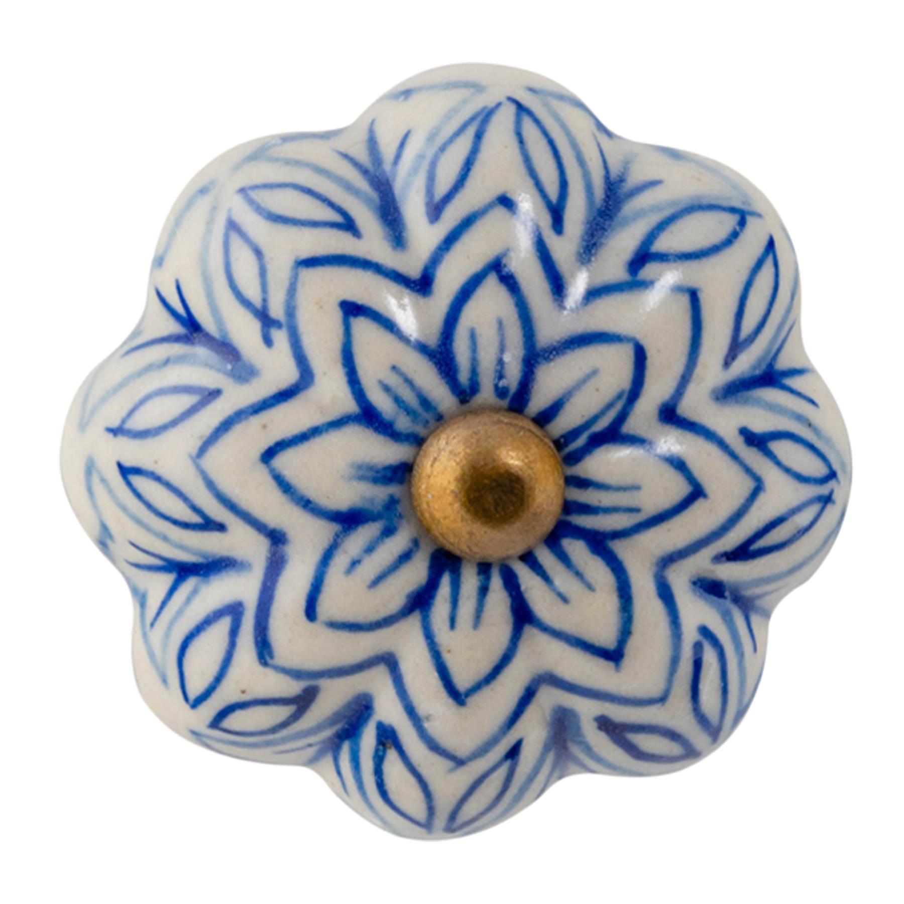 Nicola Spring Floral Ceramic Cabinet Knob in Light Blue | Size: 1000mm x 500mm