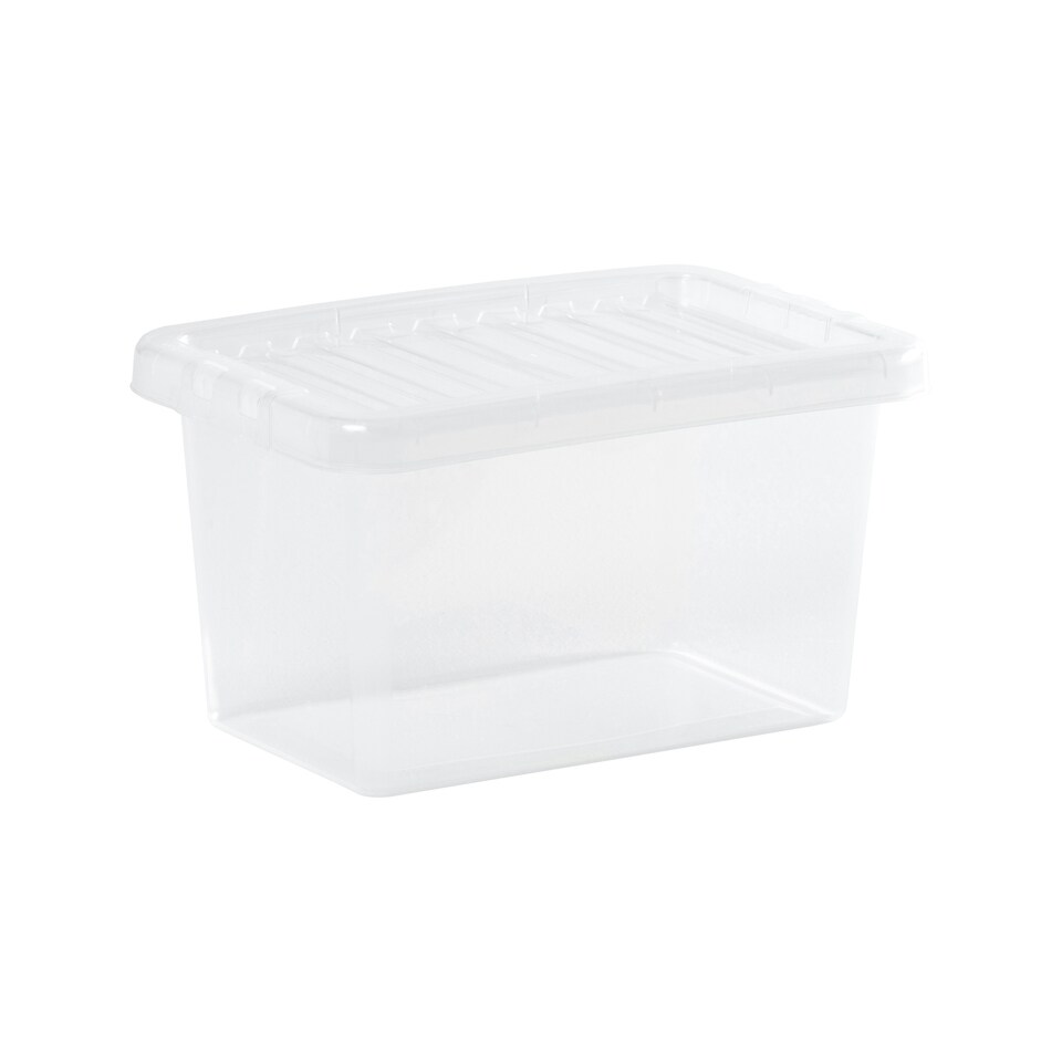 image 1 of Wham Crystal 5 x 37L Stackable Plastic Storage Boxes with Lids Clear Clear